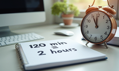Bureau moderne avec horloge analogique et bloc note