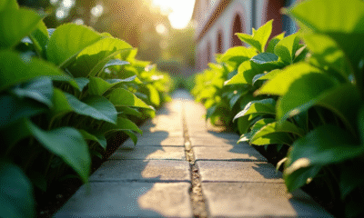 Cloture de jardin entre deux espaces verts ensoleilles