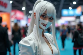 Cosplayeuse déguisée en Tia Halibel de Bleach lors d'une convention anime en 2026