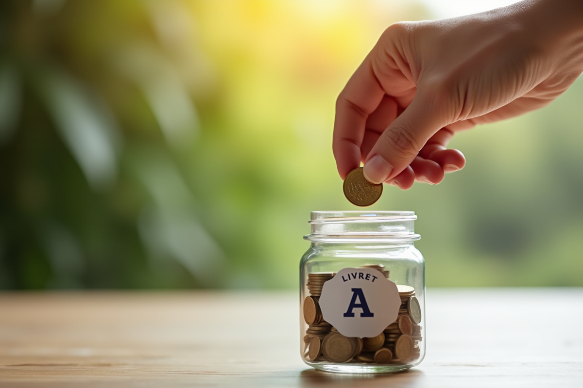 Main déposant une pièce d euro dans un livret A