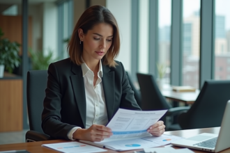 Femme en blazer blanc et noir en réunion stratégique