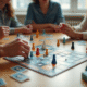 Groupe d'amis jouant à des jeux de société modernes