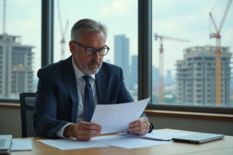 Homme d'affaires en costume dans un bureau moderne