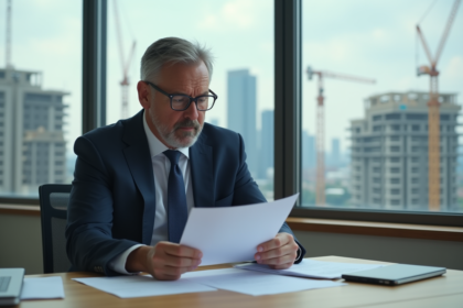 Homme d'affaires en costume dans un bureau moderne