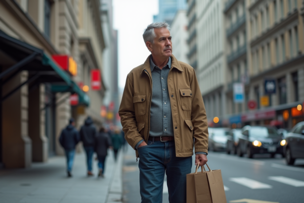 Homme moyenâge en vêtements de travail dans une ville