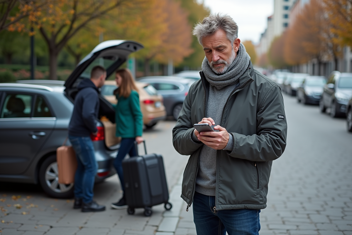 Homme vérifiant son smartphone près d