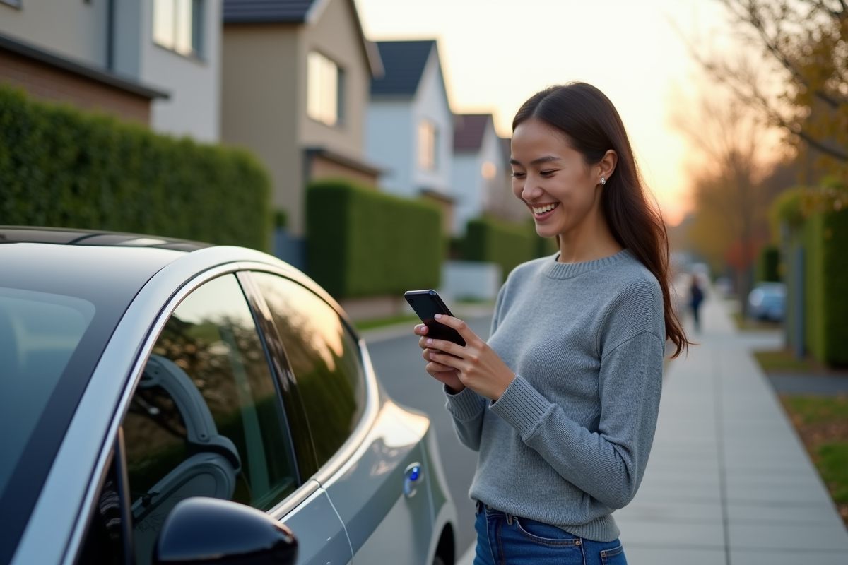 Jeune femme montrant le contrôle autopilote d