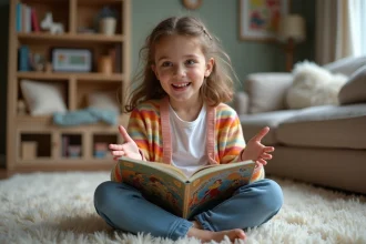 Jeune fille curieuse lisant un livre sur la Grèce antique