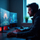 Gamer concentré devant son ordinateur avec erreur Valorant