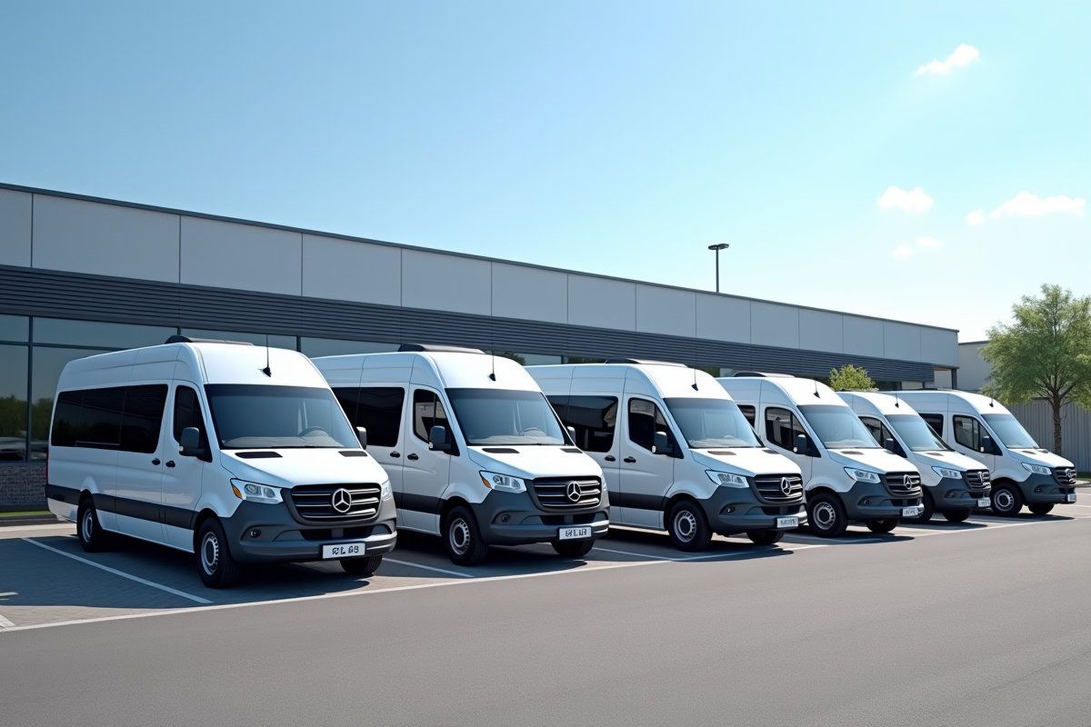 Ligne de minibus 15 places d'occasion dans un concessionnaire ensoleille